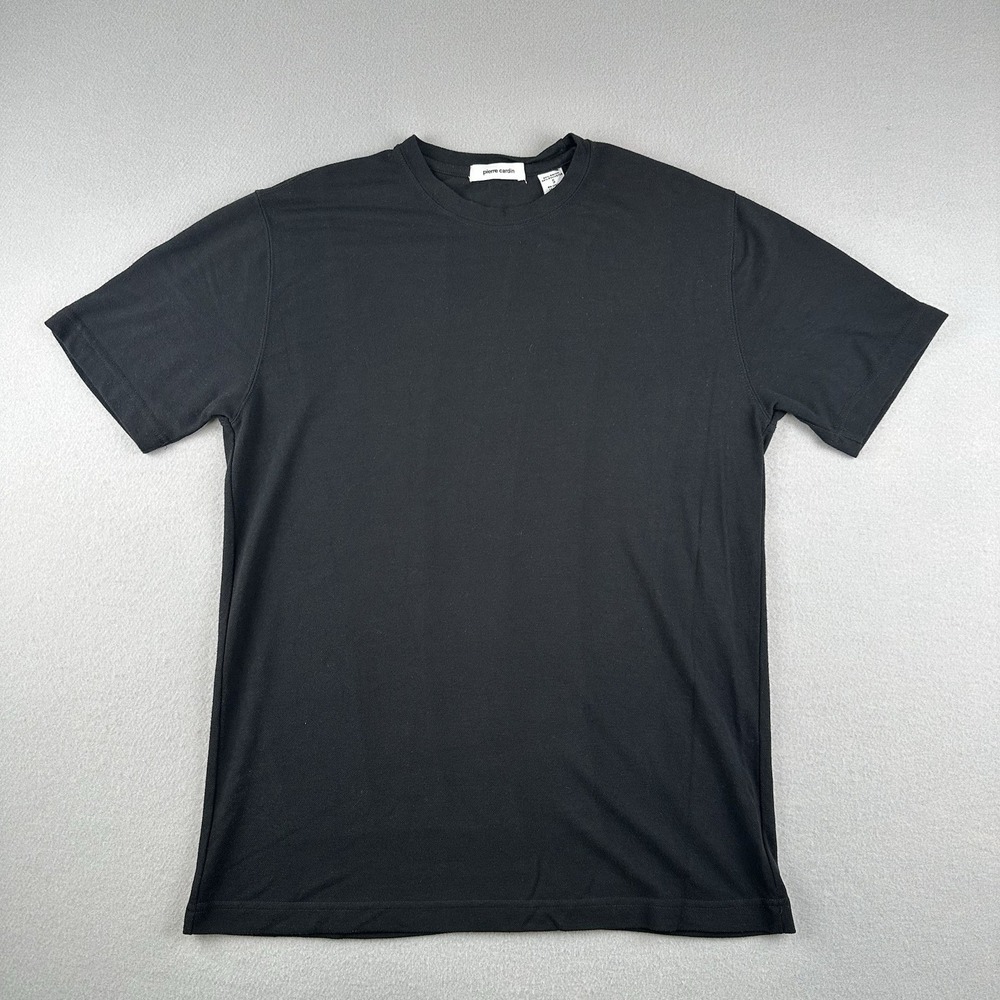 Pierre Cardin Mens S Black Textured Crewneck Short Sleeve T Shirt Performance